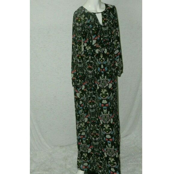 ModCloth‎ Lace & Mesh Dress Maxi Dress  Black Floral Long Sleeves - Picture 2 of 8